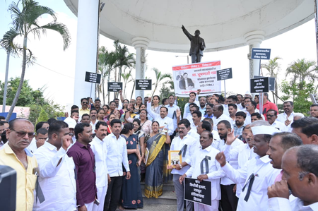 ‘Assault on constitutional values’: NCP SP holds protest condemning assault on CJI