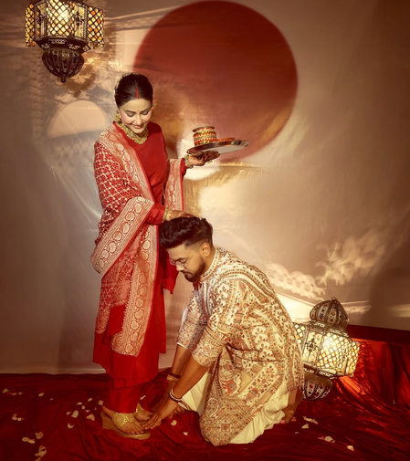 Rocky touches Hina Khan's feet on 1st Karwa Chauth: "She is Devi who graced my existence with her presence"