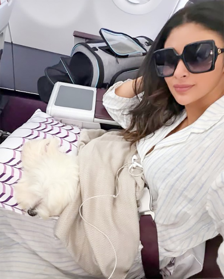 Mouni Roy’s pet dog travels with her in business class Mouni Roy’s pet dog travels with her in business class