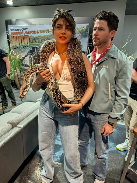 Priyanka Chopra poses with a snake around her neck; Nick Jonas says 'loving the new jewellery'