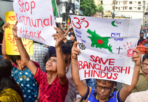 Hindus in B'desh cry for justice, say community facing repeated threats to leave country Hindus in B'desh cry for justice, say community facing repeated threats to leave country