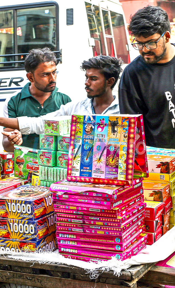 Shoppers Buy Firecrackers Ahead of Diwali